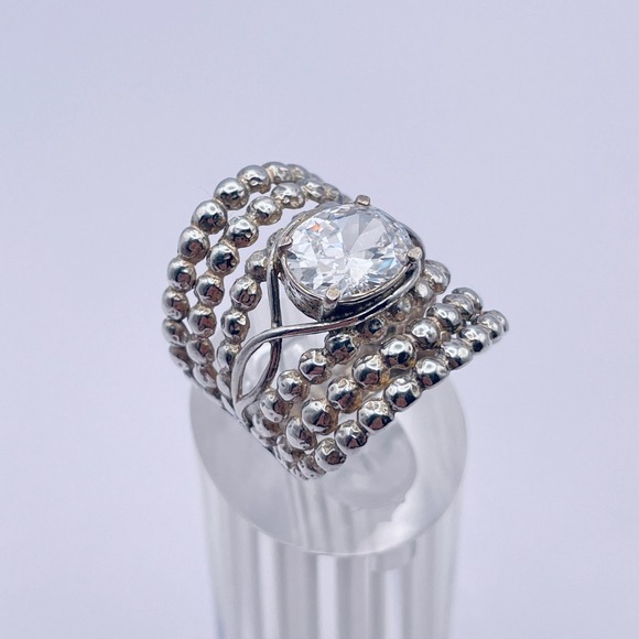 Shablool Jewelry - Shablool Israel Didae Sterling Silver Ring Cubic Zirconia Sparkling CZ Wide Ring
